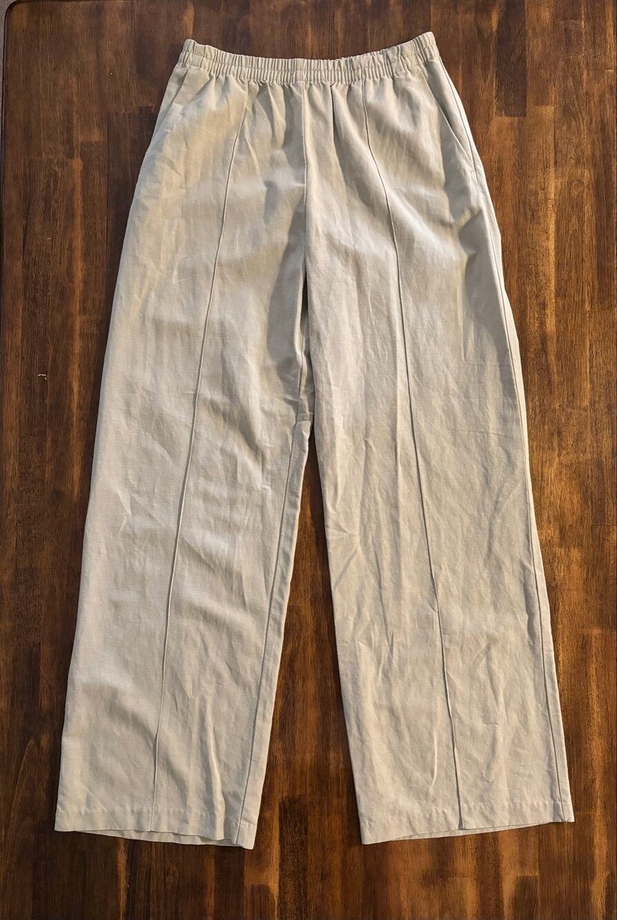 H&M Divided Women’s Small 27 x 31 Pants Wide Leg Pull On Linen Cotton Blend